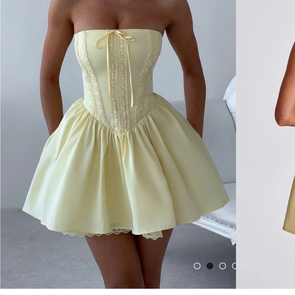 Yellow Strapless Dress (Small) - Picture 6 of 6